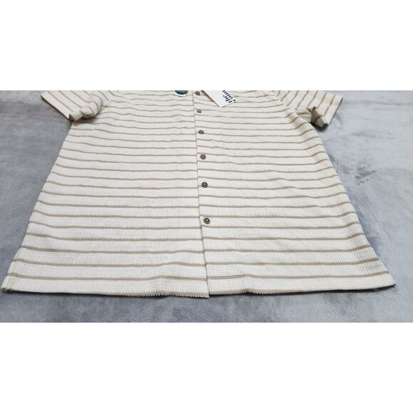 The Commons Men's Small Off White Slub Short Sleeve Button Down Shirt NWT - Picture 5 of 9